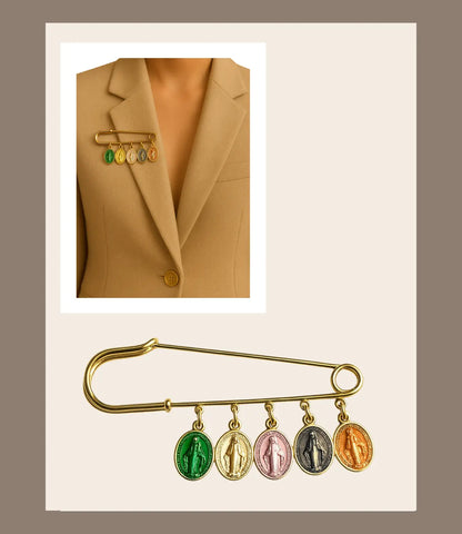 Multicolor Virgin Mary Medal Pin Phoebe`s  