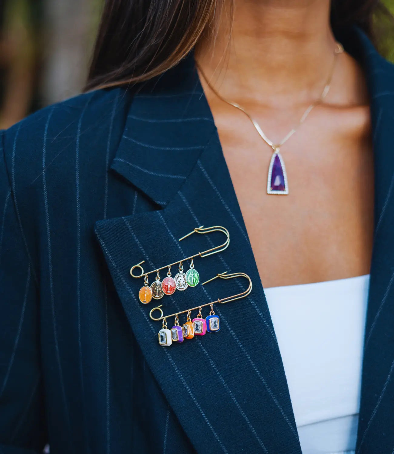 Multicolor Virgin Mary Medal Pin Phoebe`s  