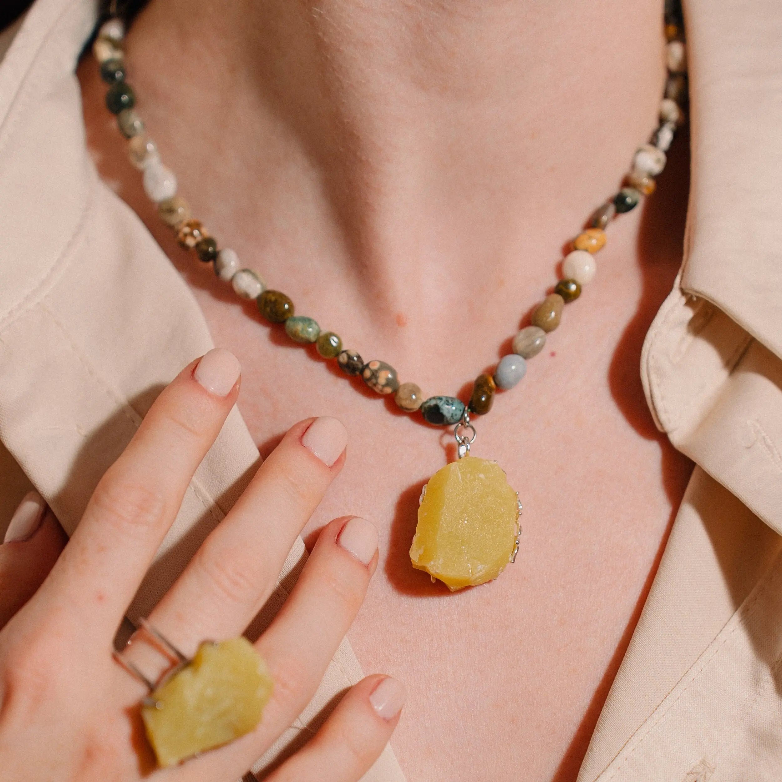 Multicolored Beads Necklace, Pietersite Stone, Spiritual Gift