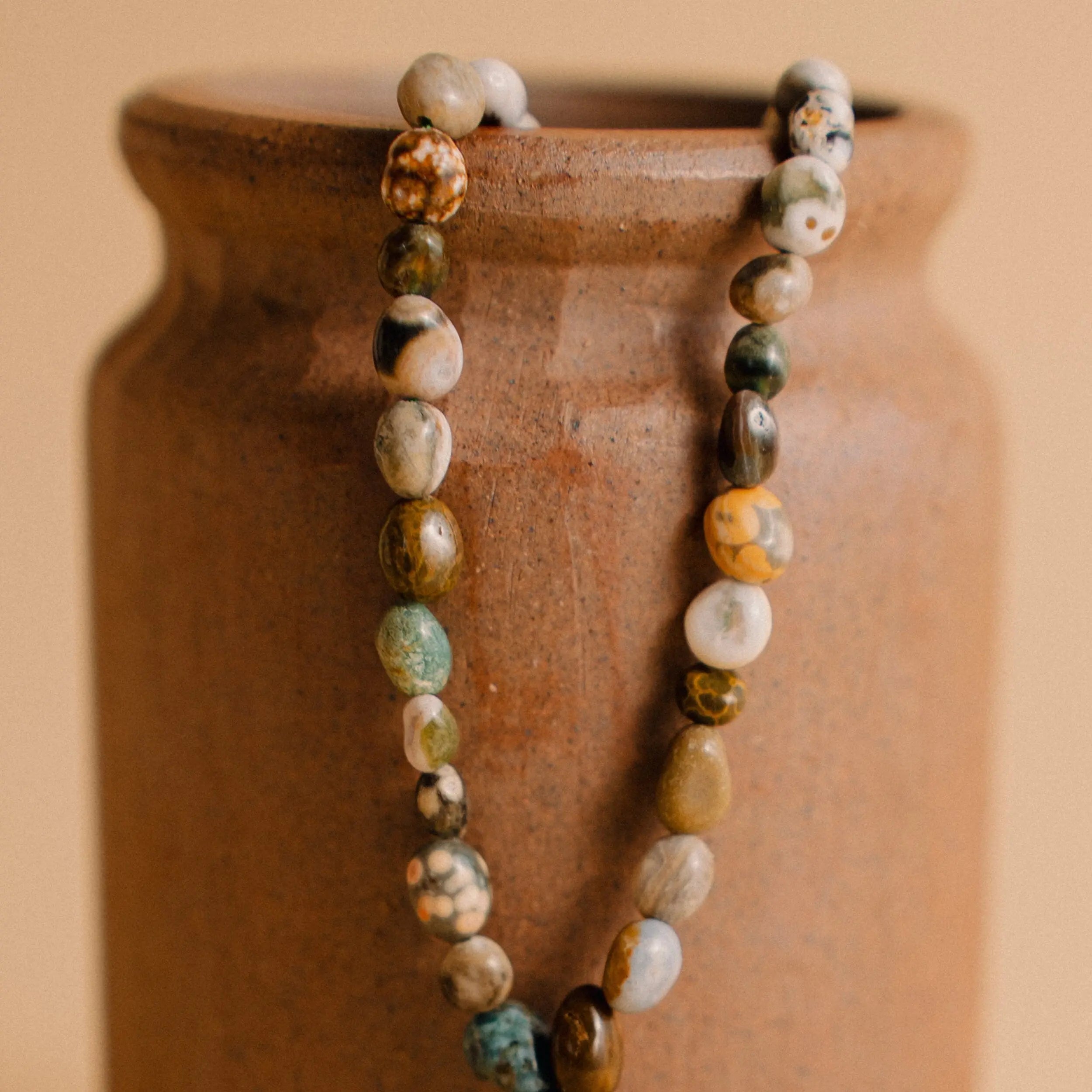 Multicolored Beads Necklace, Pietersite Stone, Spiritual Gift