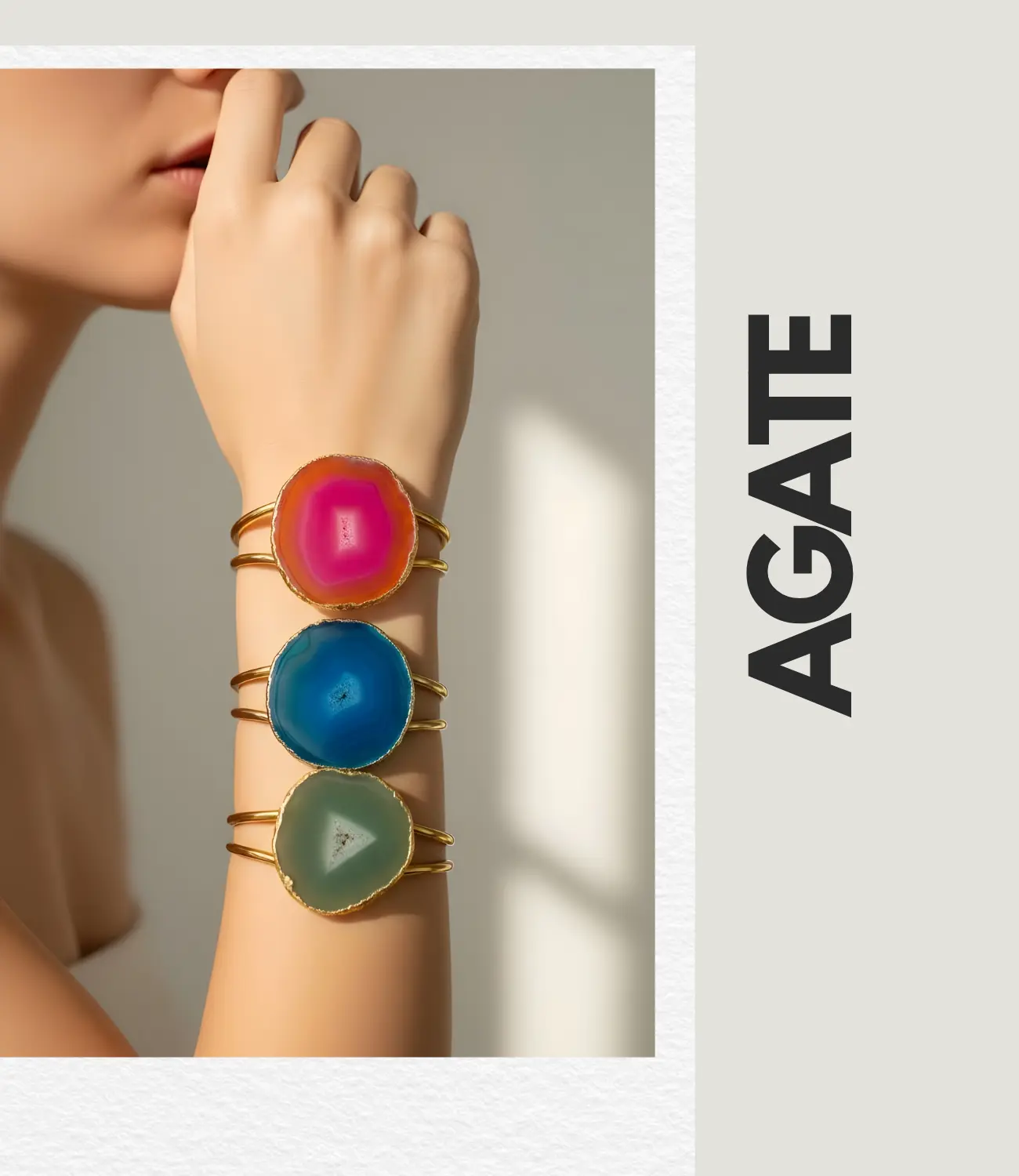 Natural Agate Bracelet with Gold Plating Phoebe`s  