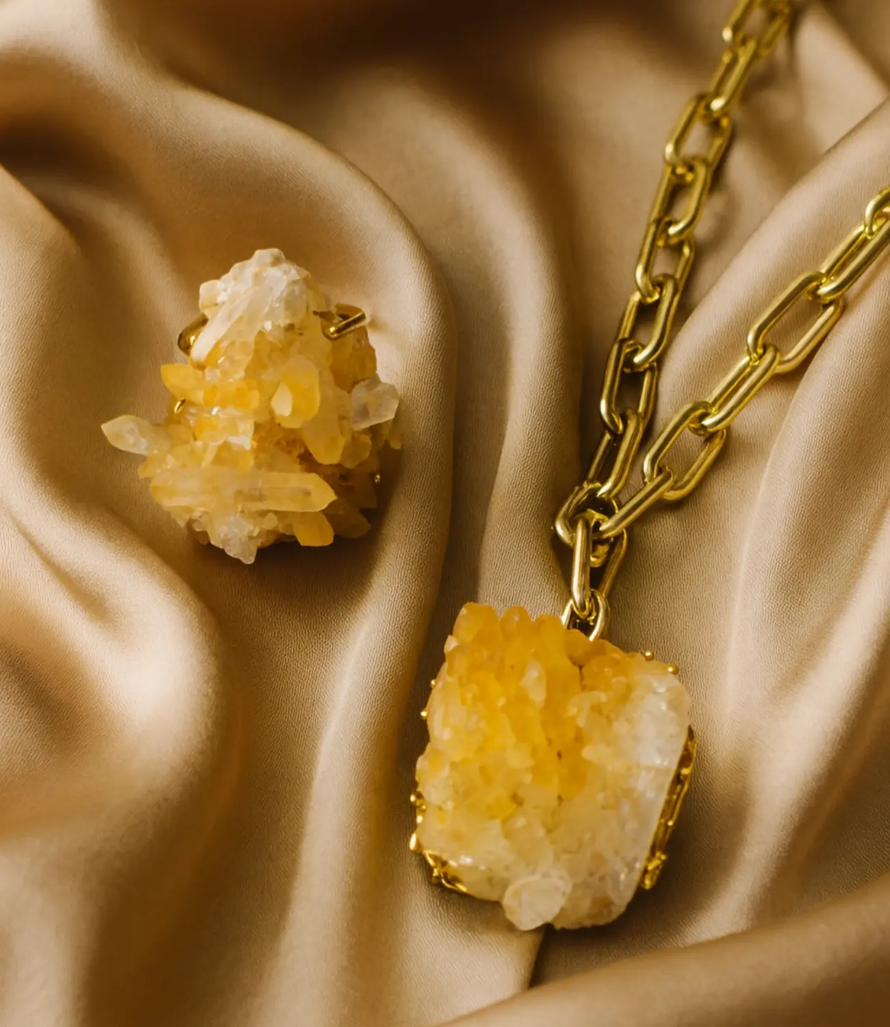 Natural Citrine Link Necklace in 18K Gold PHOEBE'S 