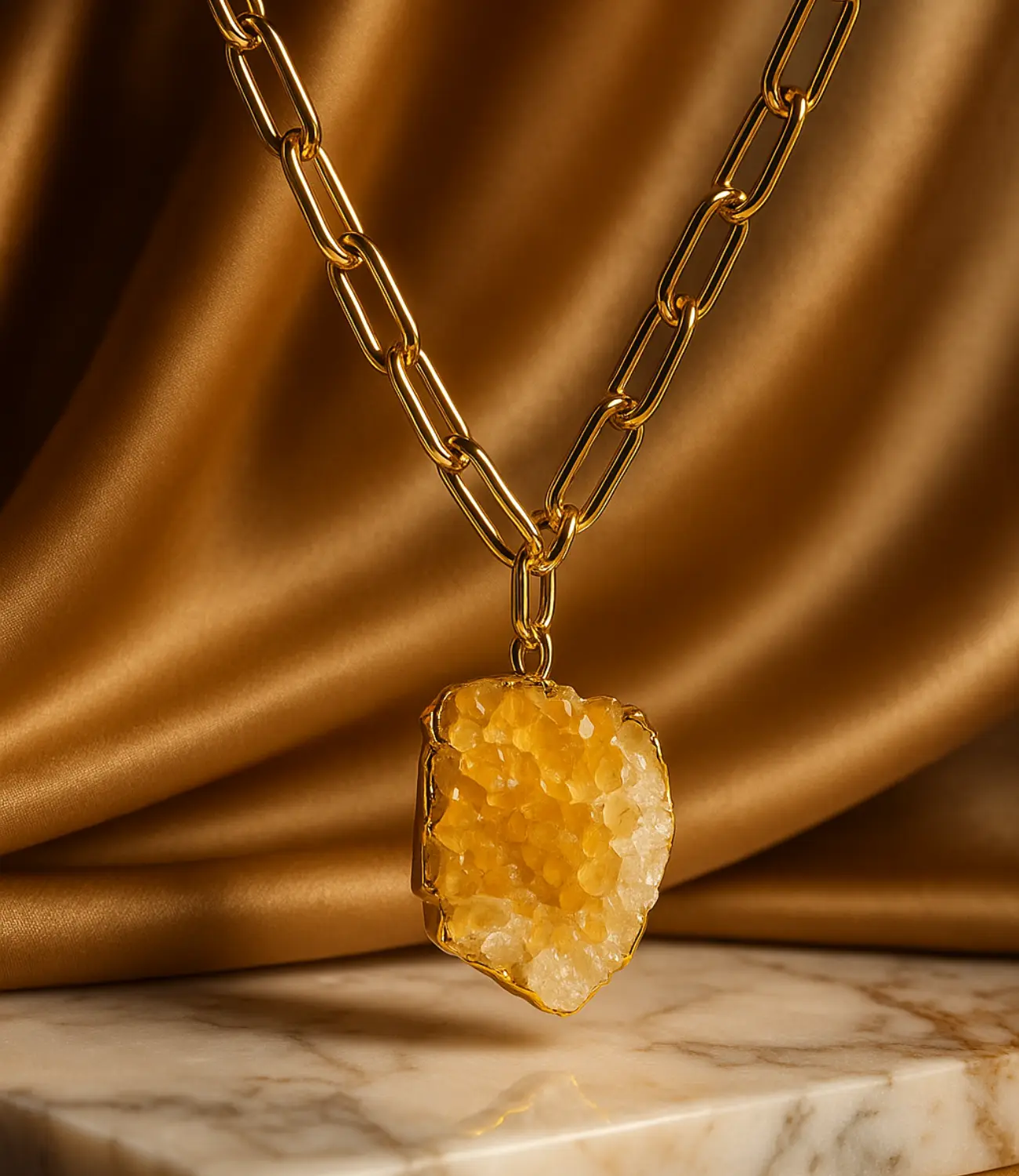 Natural Citrine Link Necklace in 18K Gold PHOEBE'S 