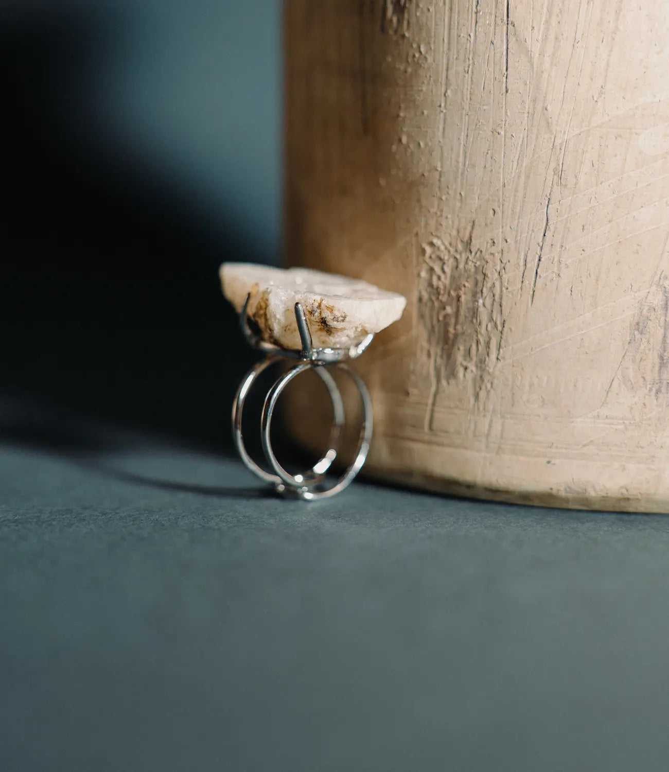 Natural Druzy Ring – Open Design in Adjustable Silver or Gold PHOEBE'S 