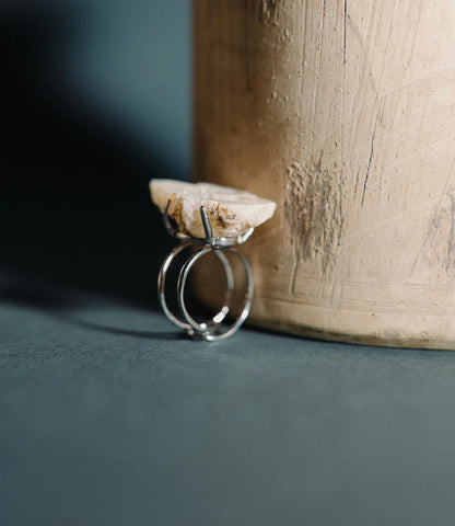 Natural Druzy Ring – Open Design in Adjustable Silver or Gold PHOEBE'S 