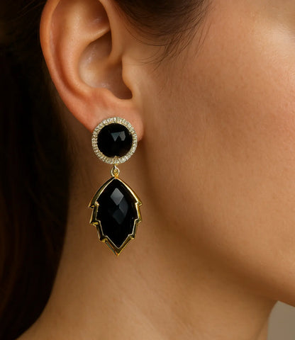 Natural Gemstone Earrings in Onyx or Moonstone | PHOEBE’S Phoebe`s  
