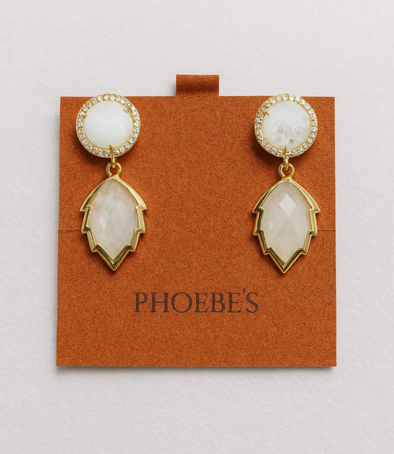 Natural Gemstone Earrings in Onyx or Moonstone | PHOEBE’S Phoebe`s  