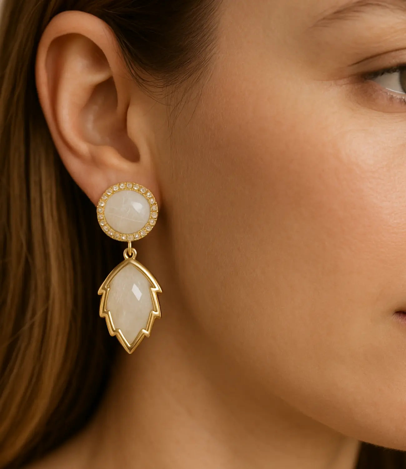 Natural Gemstone Earrings in Onyx or Moonstone | PHOEBE’S Phoebe`s  