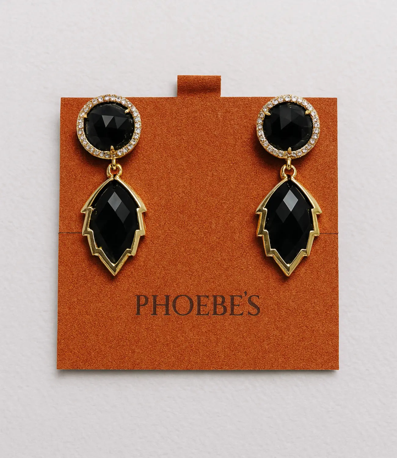 Natural Gemstone Earrings in Onyx or Moonstone | PHOEBE’S Phoebe`s  