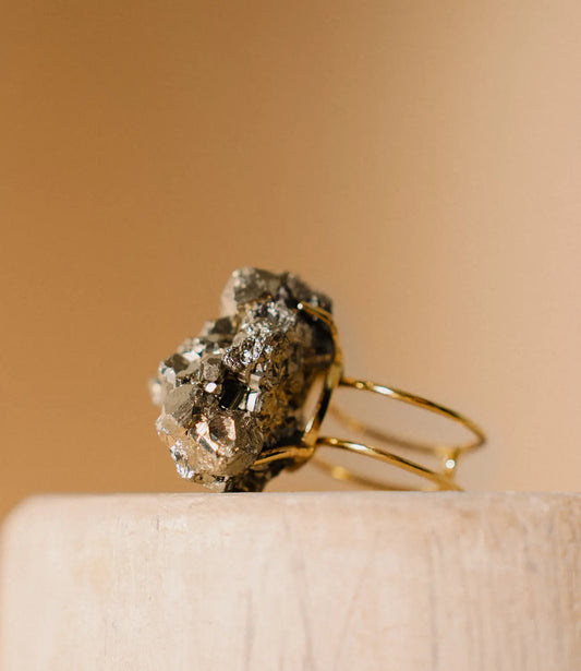 Natural Pyrite Ring in Silver and Gold PHOEBE'S 