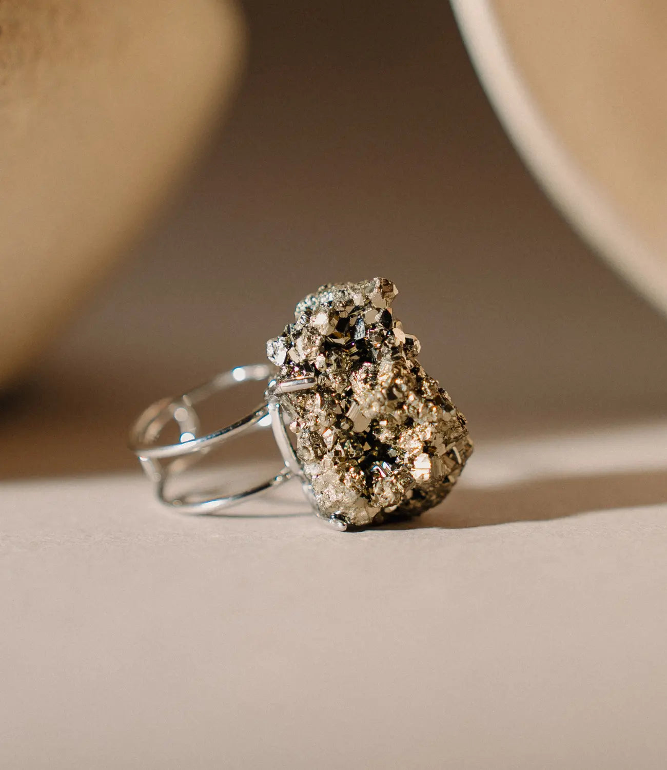 Natural Pyrite Ring in Silver and Gold PHOEBE'S 