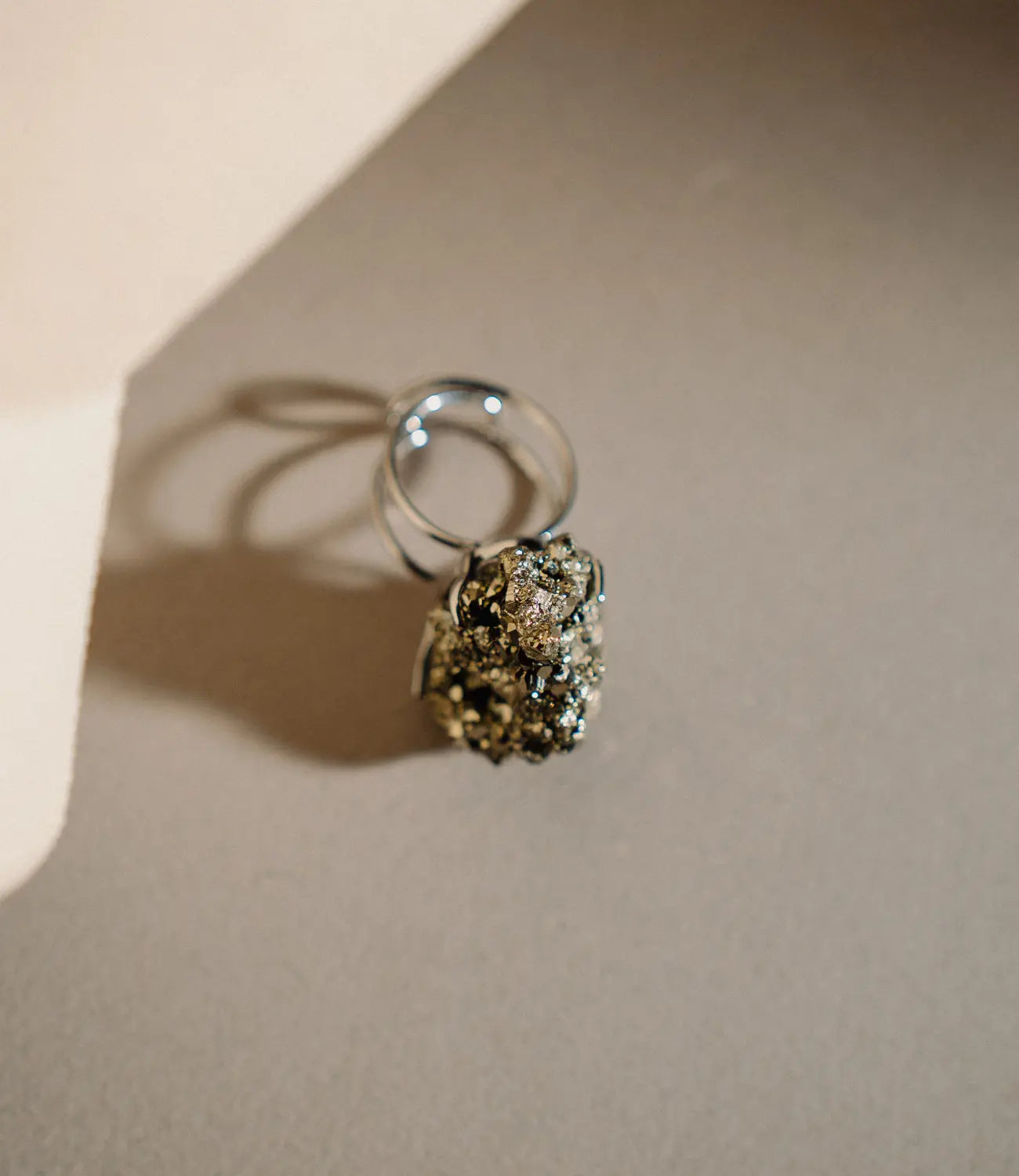 Natural Pyrite Ring in Silver and Gold PHOEBE'S 