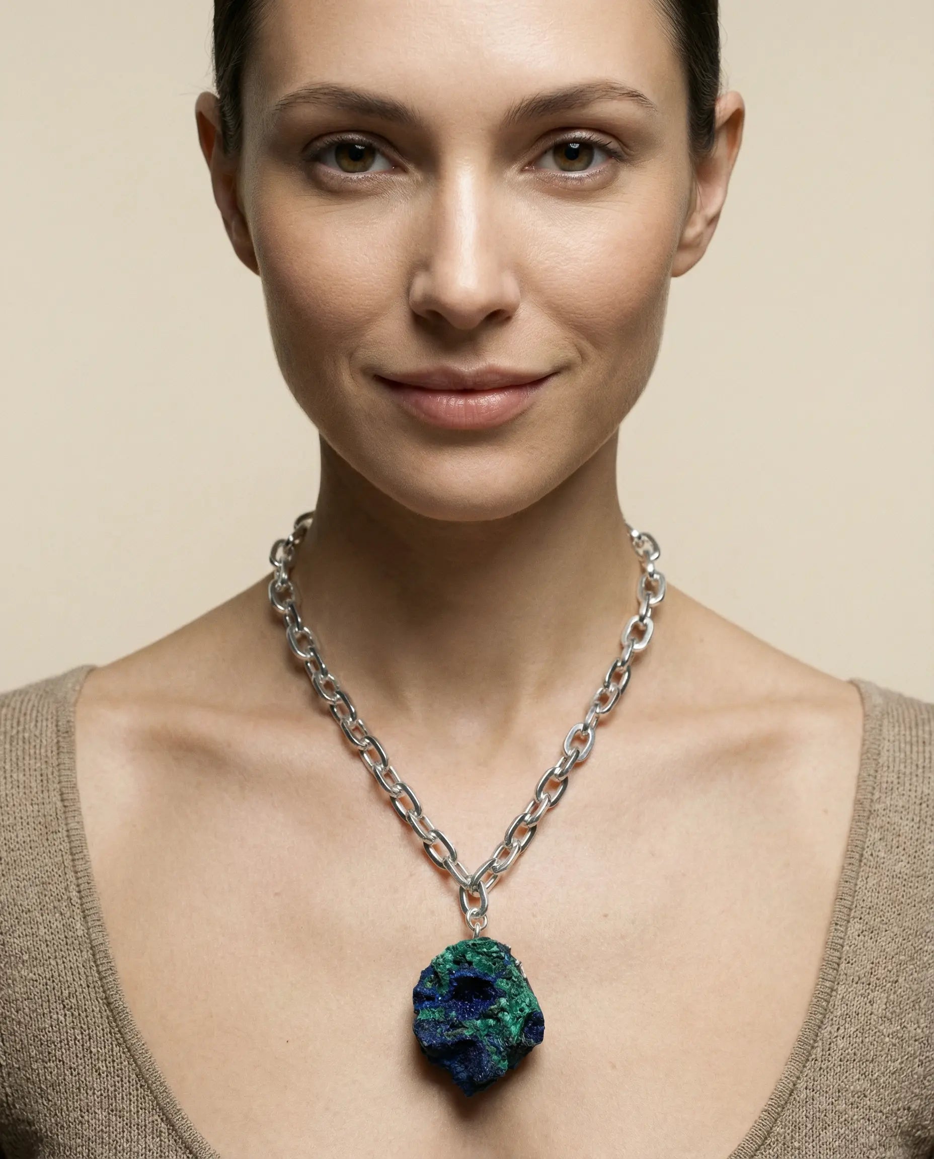 Natural Raw Azurite Necklace · Silver Plated PHOEBE'S 