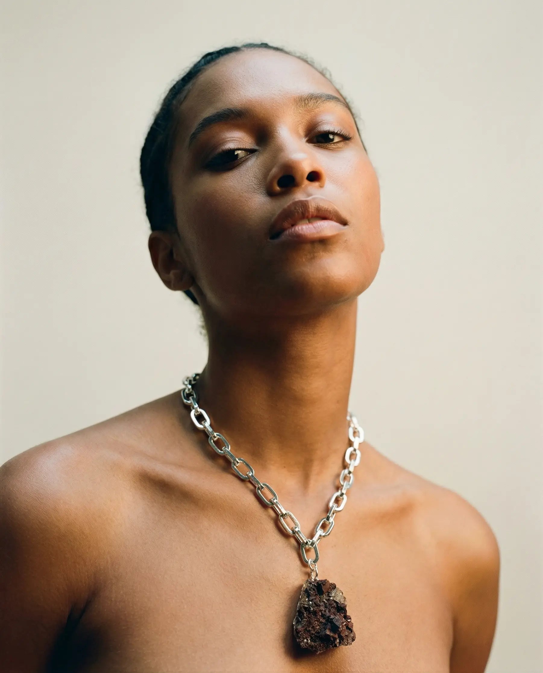 Natural Raw Chalcopyrite Stone Necklace · Silver Plated PHOEBE'S 