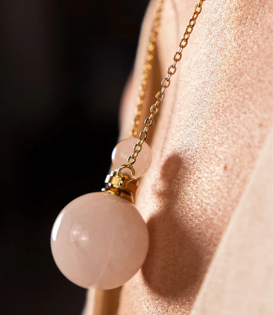 Natural Stone Bottle Necklace – Love, Protection, or Clarity in 18K Gold PHOEBE'S 