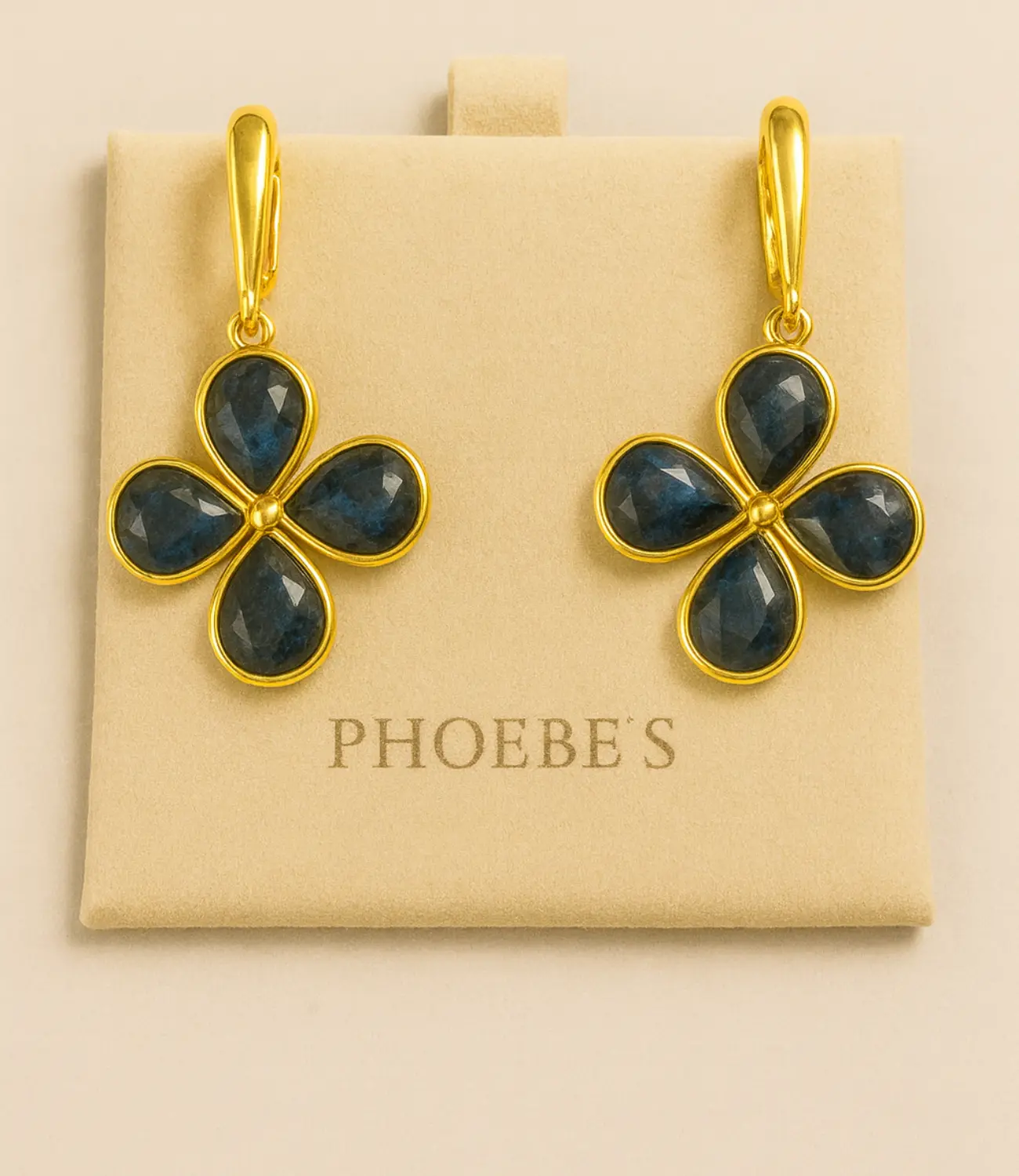 Natural Stone Flower Earrings – Amazonite, White Quartz, or Labradorite Product Description Phoebe`s  