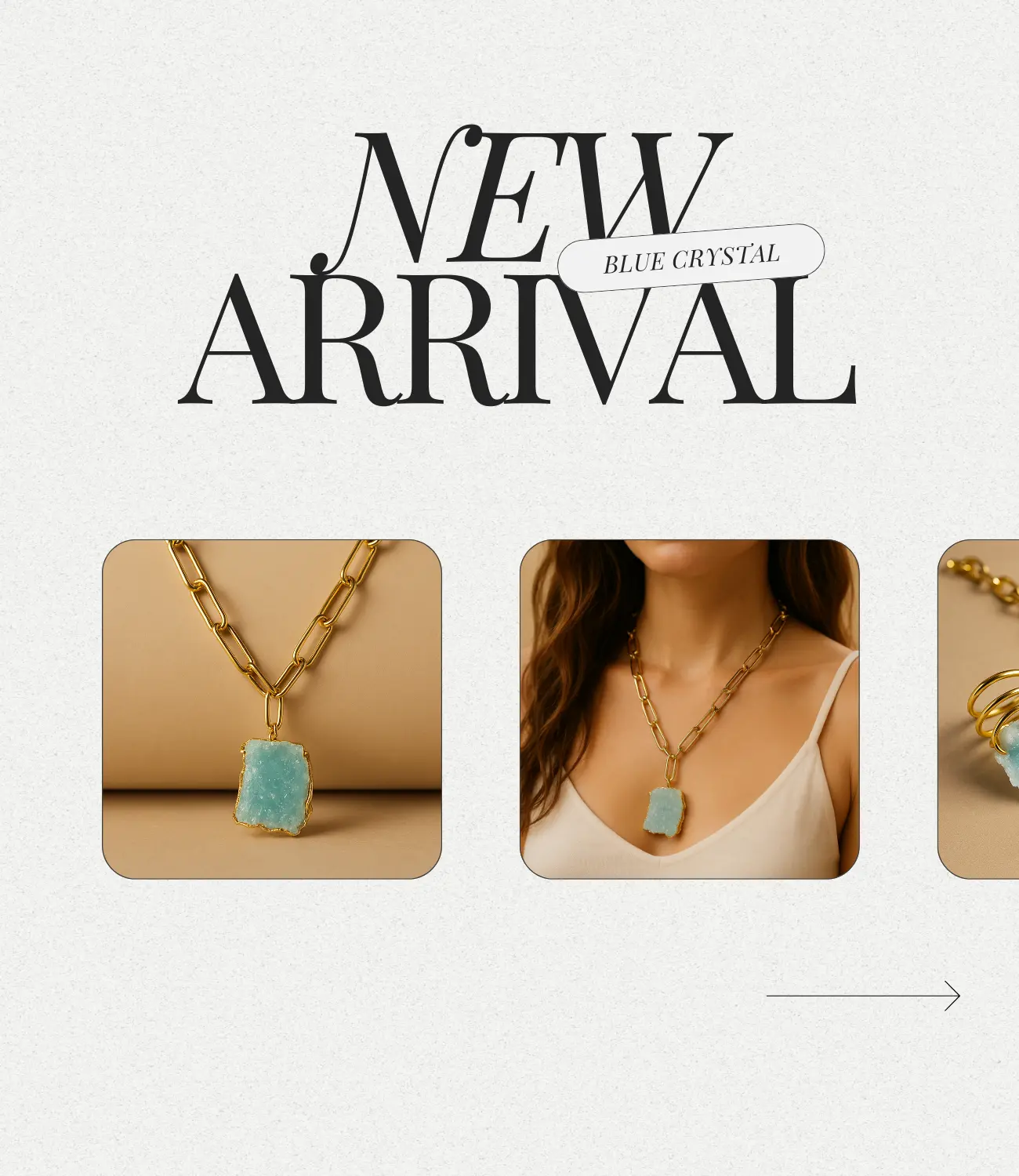 Natural Stone Necklace with 18K Gold Plating – Available as a Set with Ring PHOEBE'S 