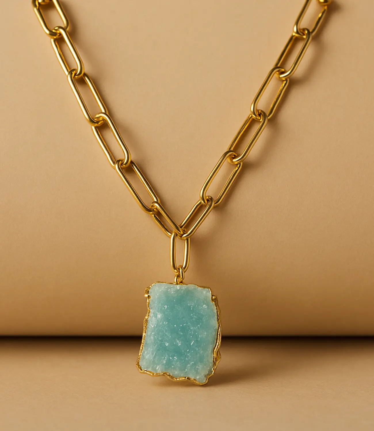 Natural Stone Necklace with 18K Gold Plating – Available as a Set with Ring PHOEBE'S 