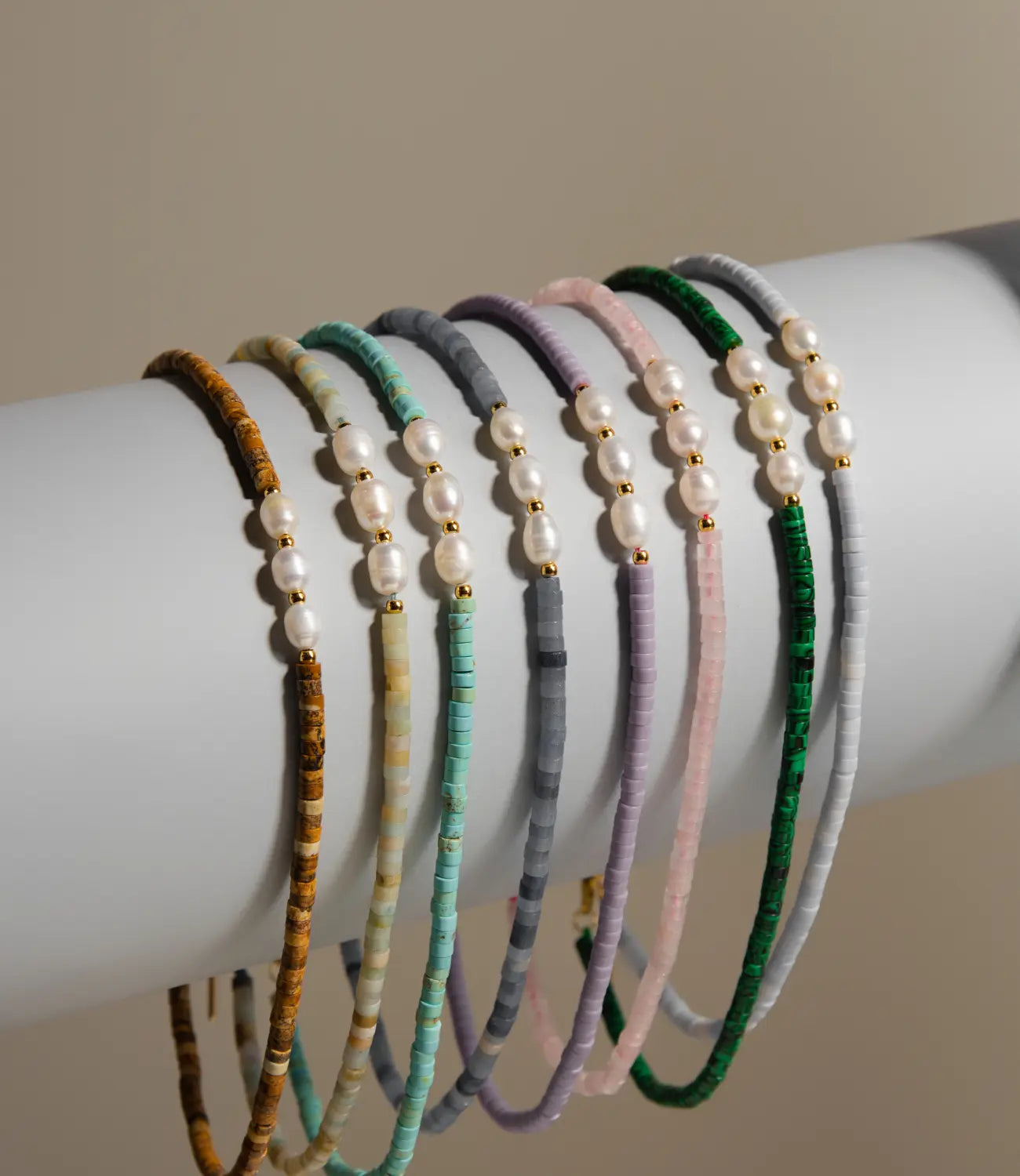 Natural stone necklace with freshwater pearls Phoebe`s  