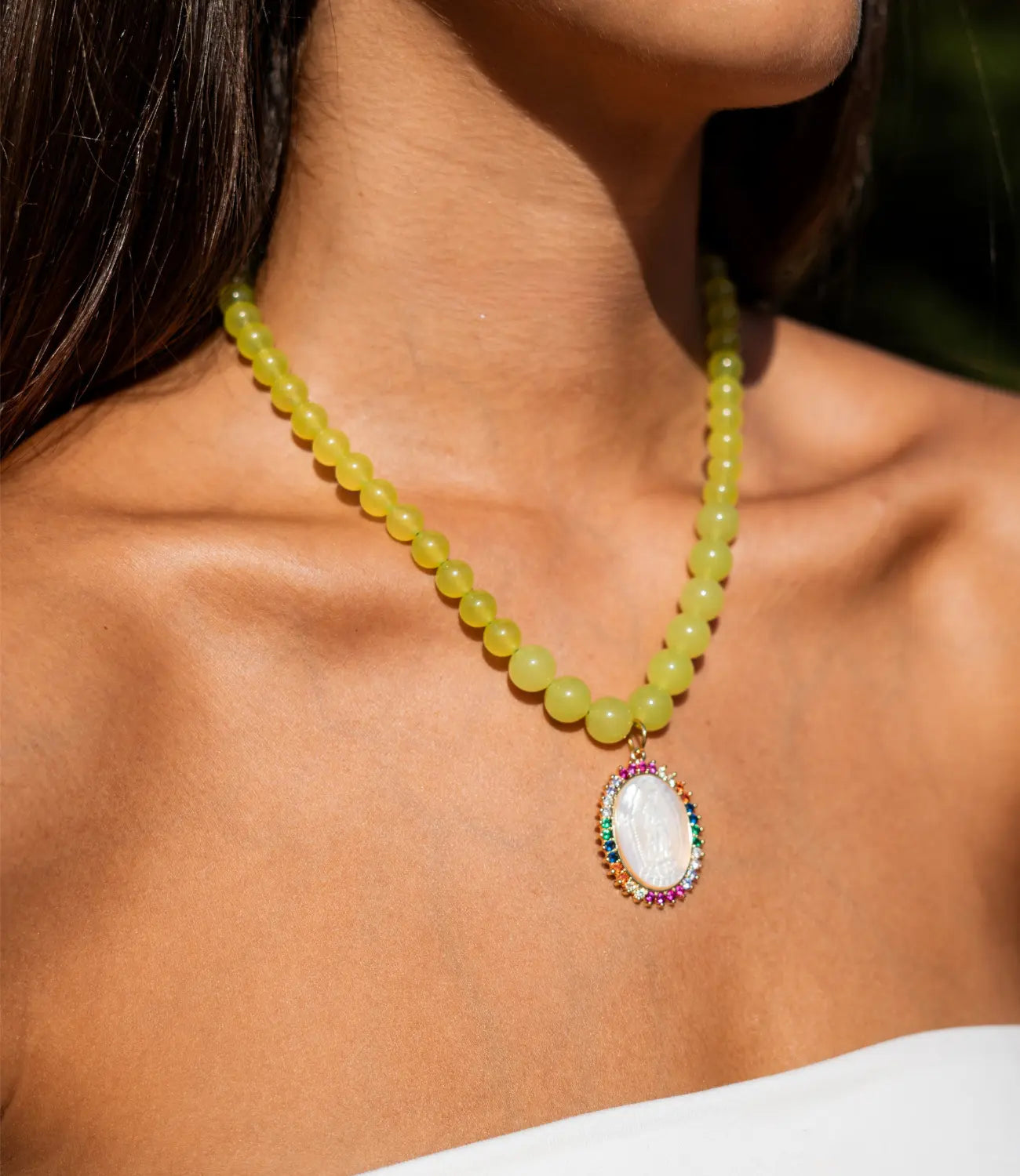 Olive Jade Catholic Necklace PHOEBE'S 