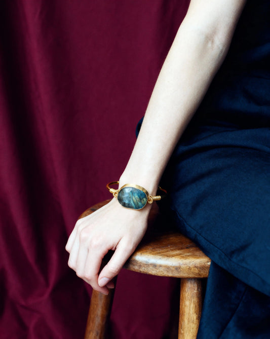 Open Bracelet with Labradorite — 18K Gold Plated PHOEBE'S 
