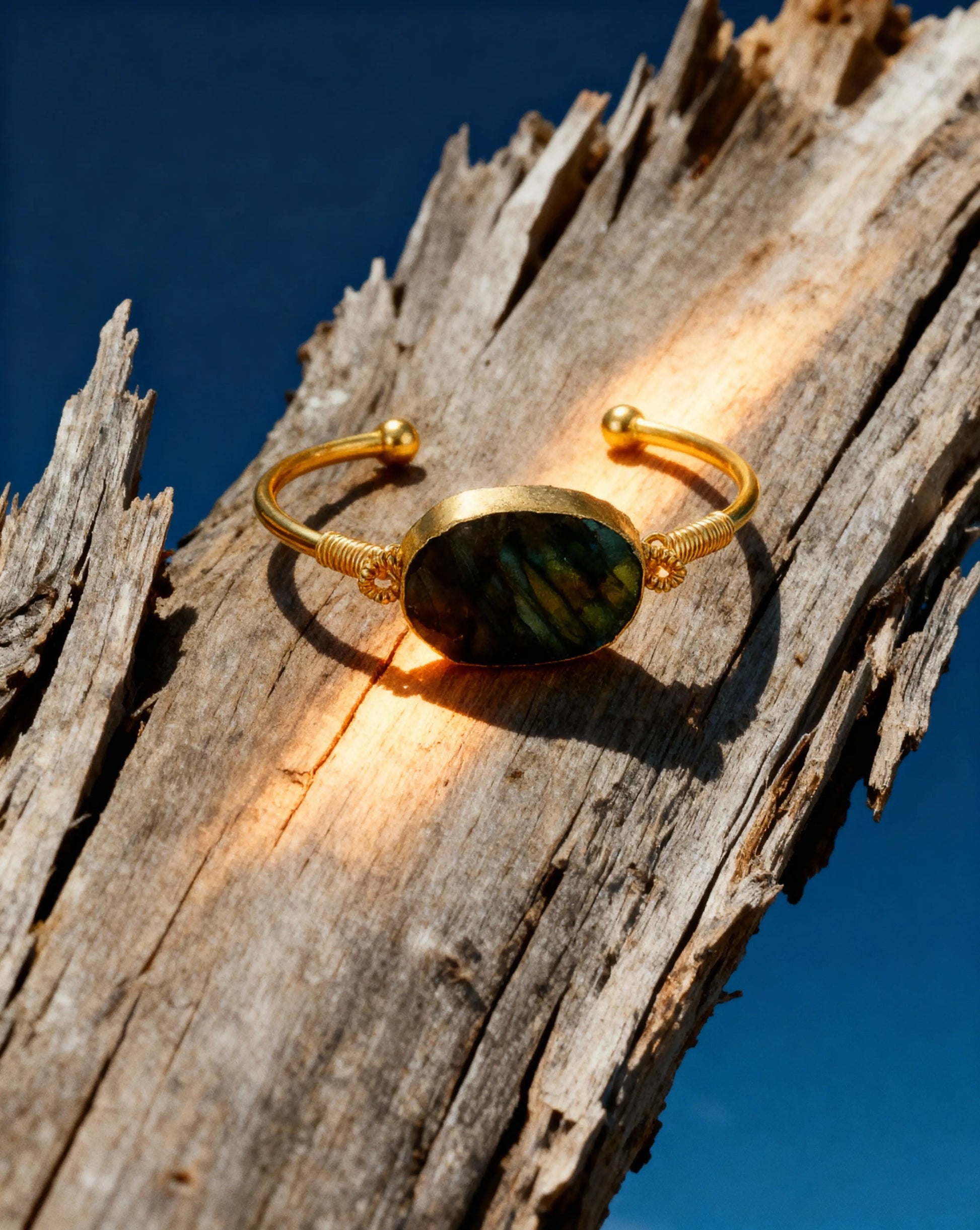 Open Bracelet with Labradorite — 18K Gold Plated PHOEBE'S 