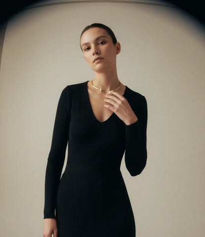 Open Gold Necklace with Pearls – 18K Gold Plated Choker with Natural Pearls PHOEBE'S 