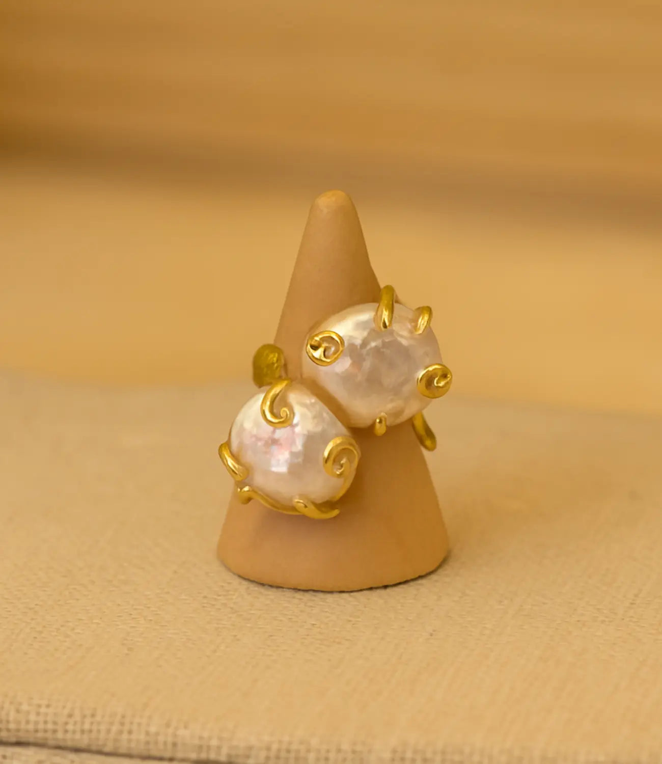 Open Ring with 18K Gold-Plated Baroque Pearls PHOEBE'S 