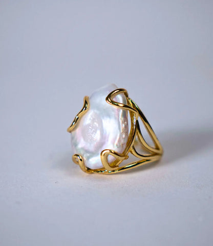 Open Ring with Baroque Pearl – 18K Gold Plated PHOEBE'S 