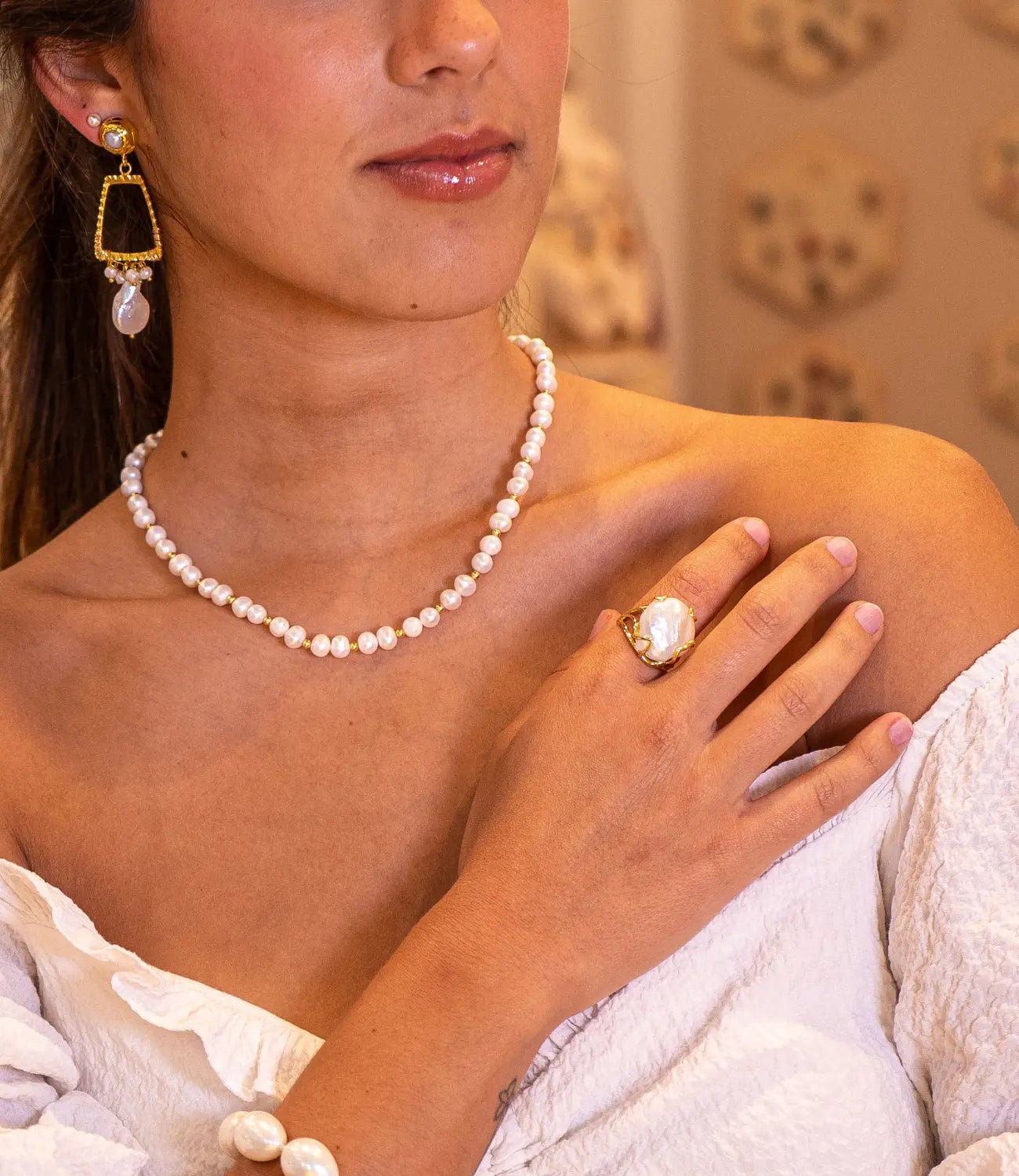 Open Ring with Baroque Pearl – 18K Gold Plated PHOEBE'S 