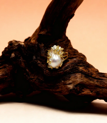 Open Ring with Baroque Pearl — 18K Gold Plated PHOEBE'S 