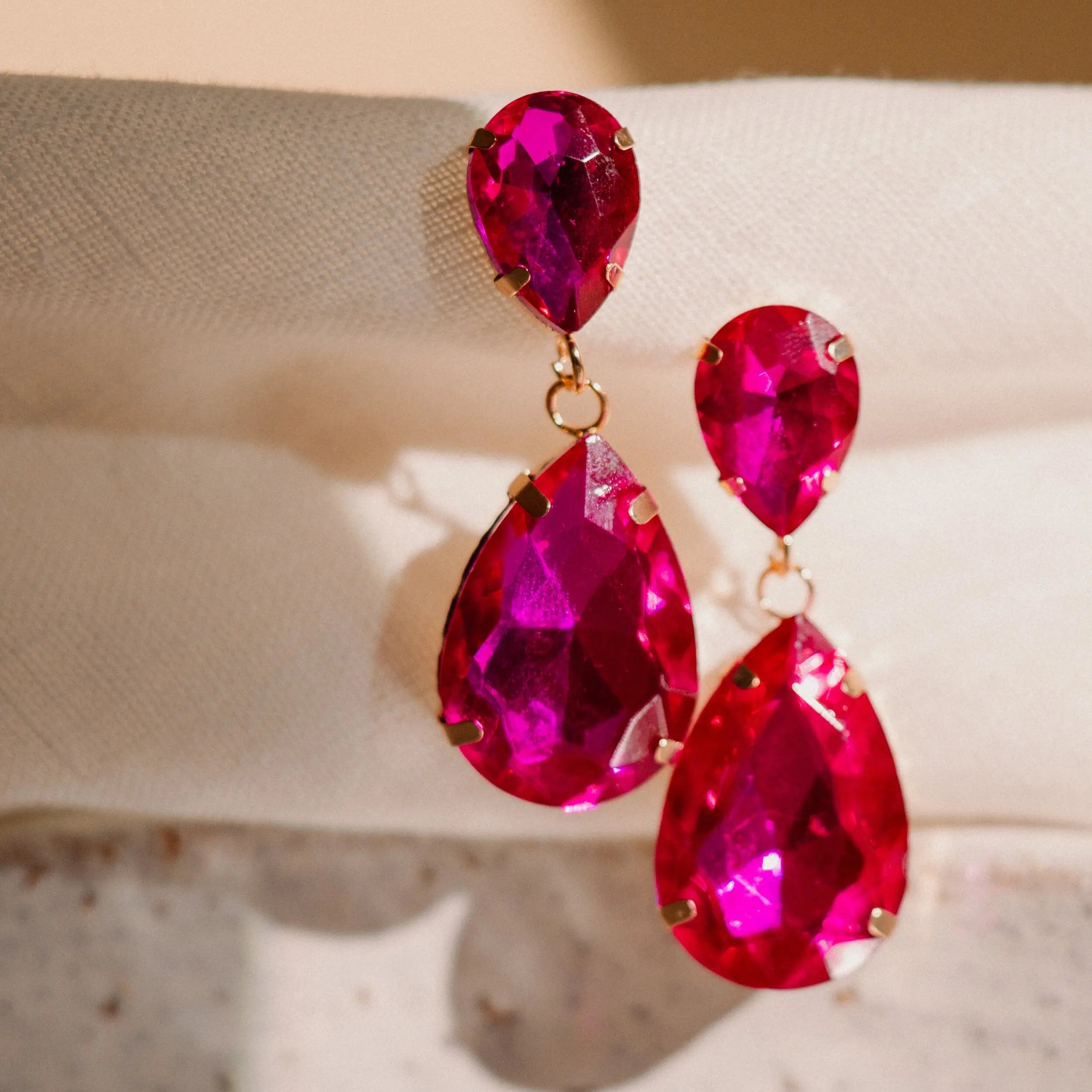 Party Earrings, Fucsia Earrings, CZ Earrings