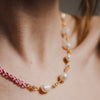 Pearl Choker, Pink Bead necklace, Romantic Necklace, Gift for Her