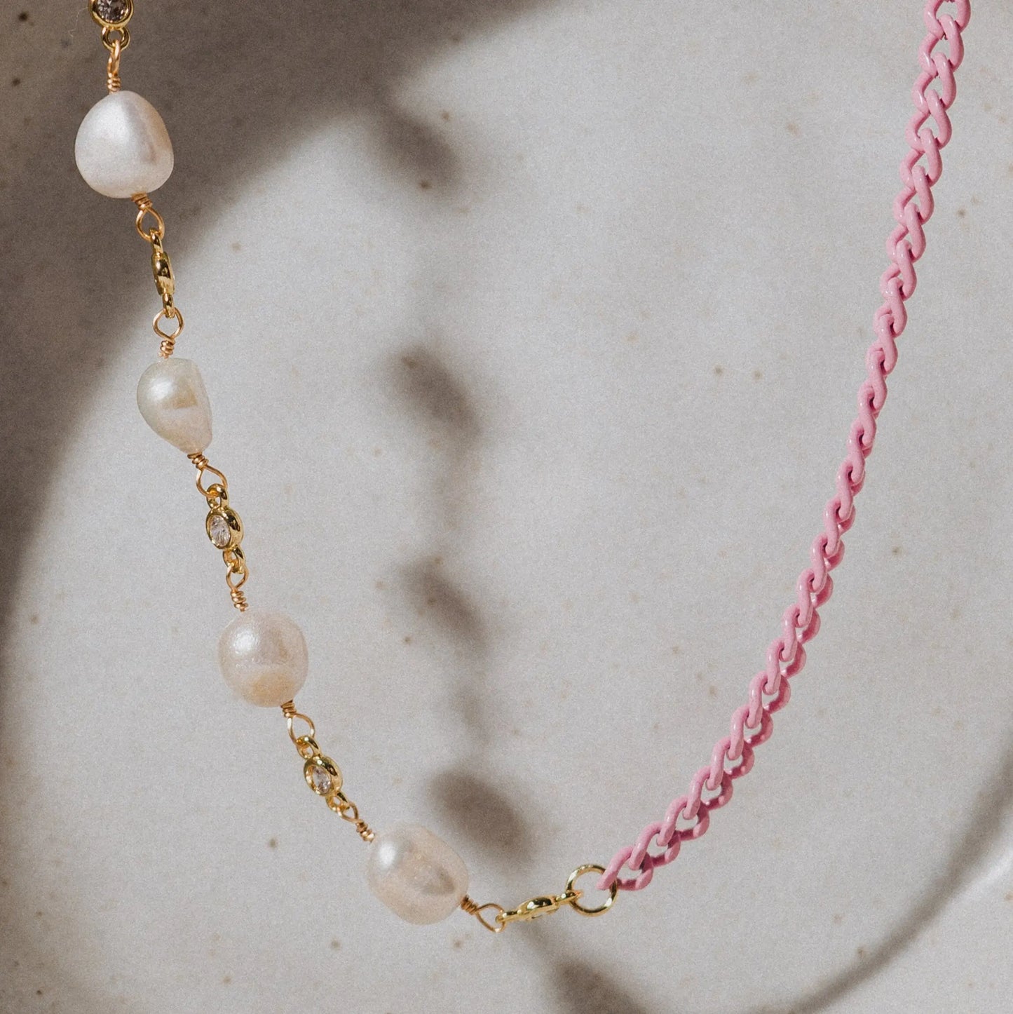 Pearl Choker, Pink Bead necklace, Romantic Necklace, Gift for Her