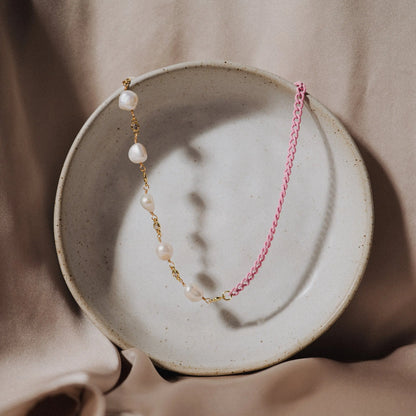 Pearl Choker, Pink Bead necklace, Romantic Necklace, Gift for Her