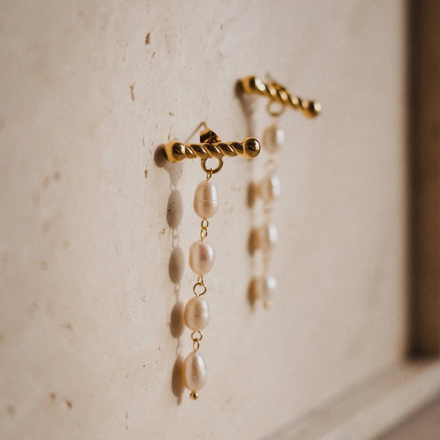 Natural Pearl Earrings, Gold Pearl Drop Earrings, Long Earrings, Boho Bridal Jewelry