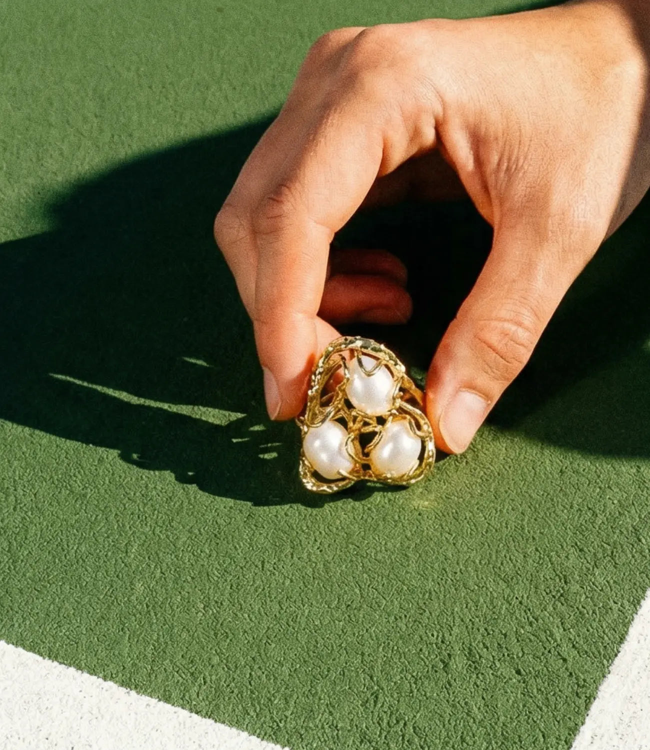 Pearl Triad Ring – Golden Harmony and Intuitive Beauty PHOEBE'S 