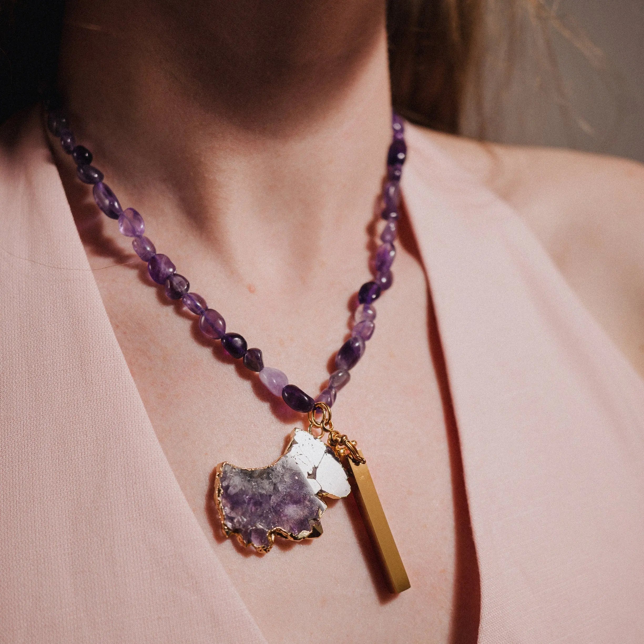 Amethyst Necklace, Healing Crystal, Custom Gift