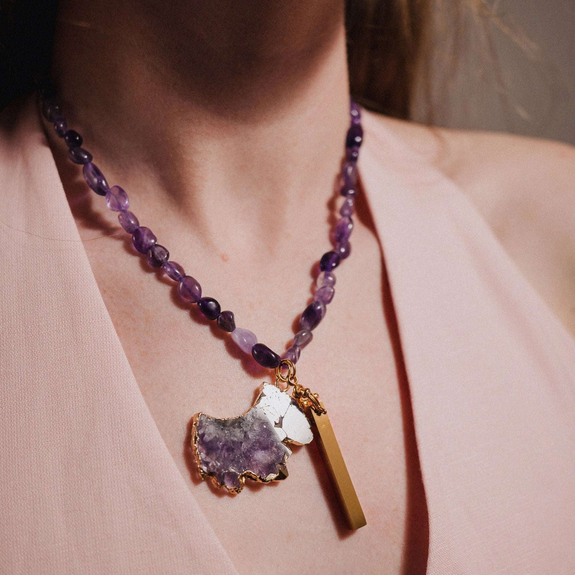 Amethyst Necklace, Healing Crystal, Custom Gift