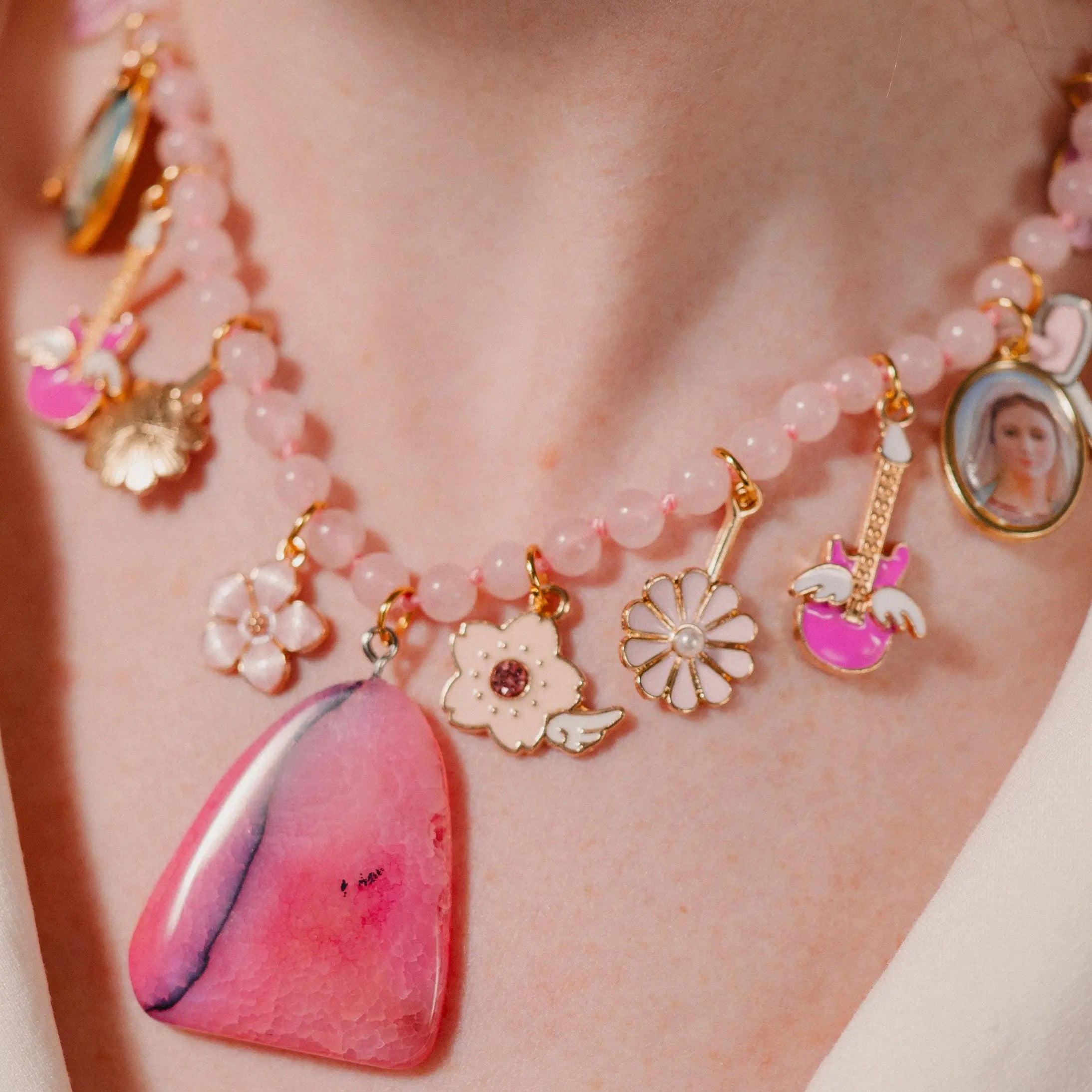 Pink Necklace | Love Necklace | Gemstone Necklace | Handmade Jewelry