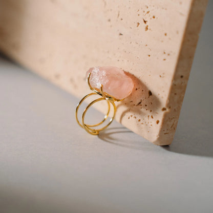 Pink Quartz Ring, Birthstone Gift, Handmade Jewelry