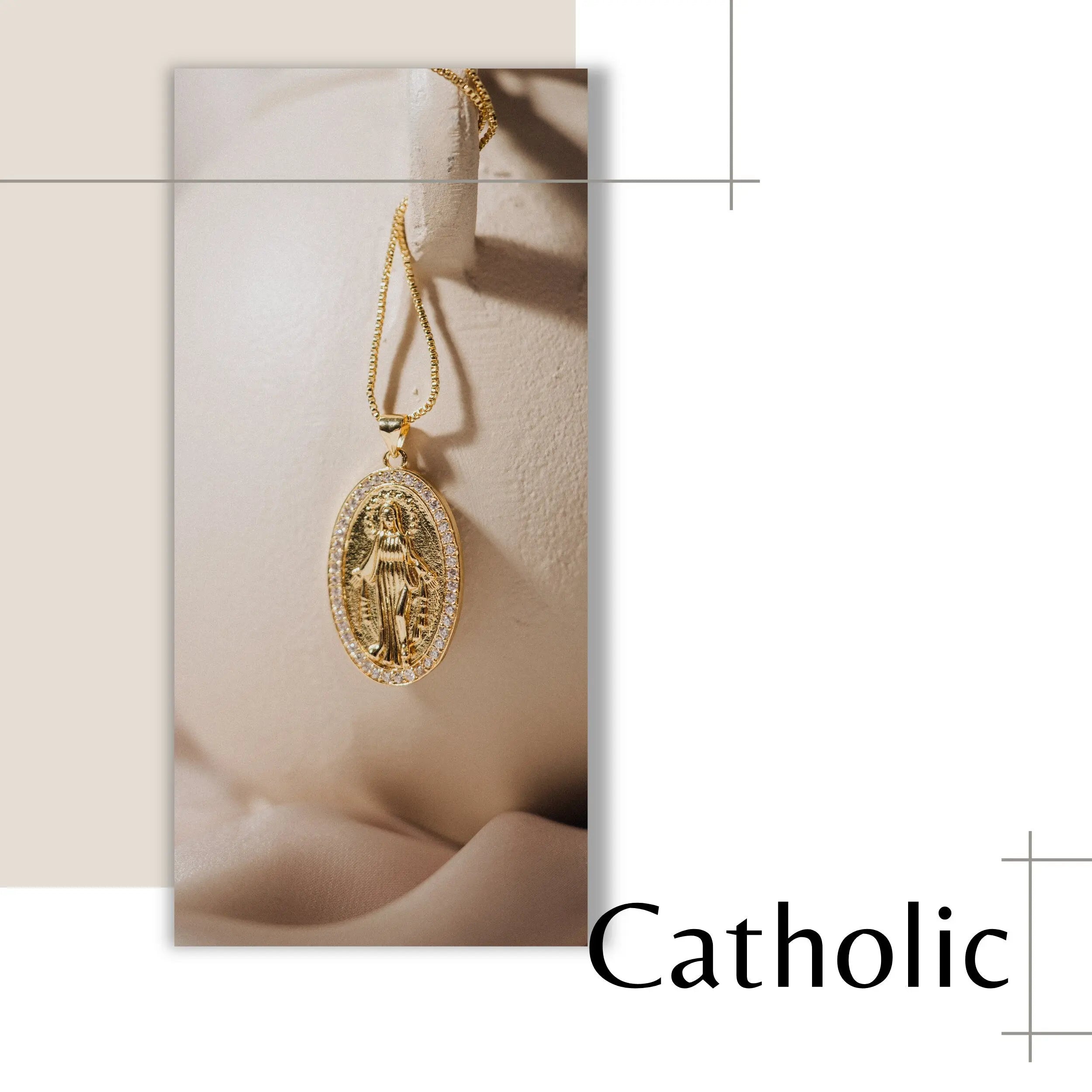 Protection Necklace, Catholic Charms, Gold Necklace, Handmade Gift