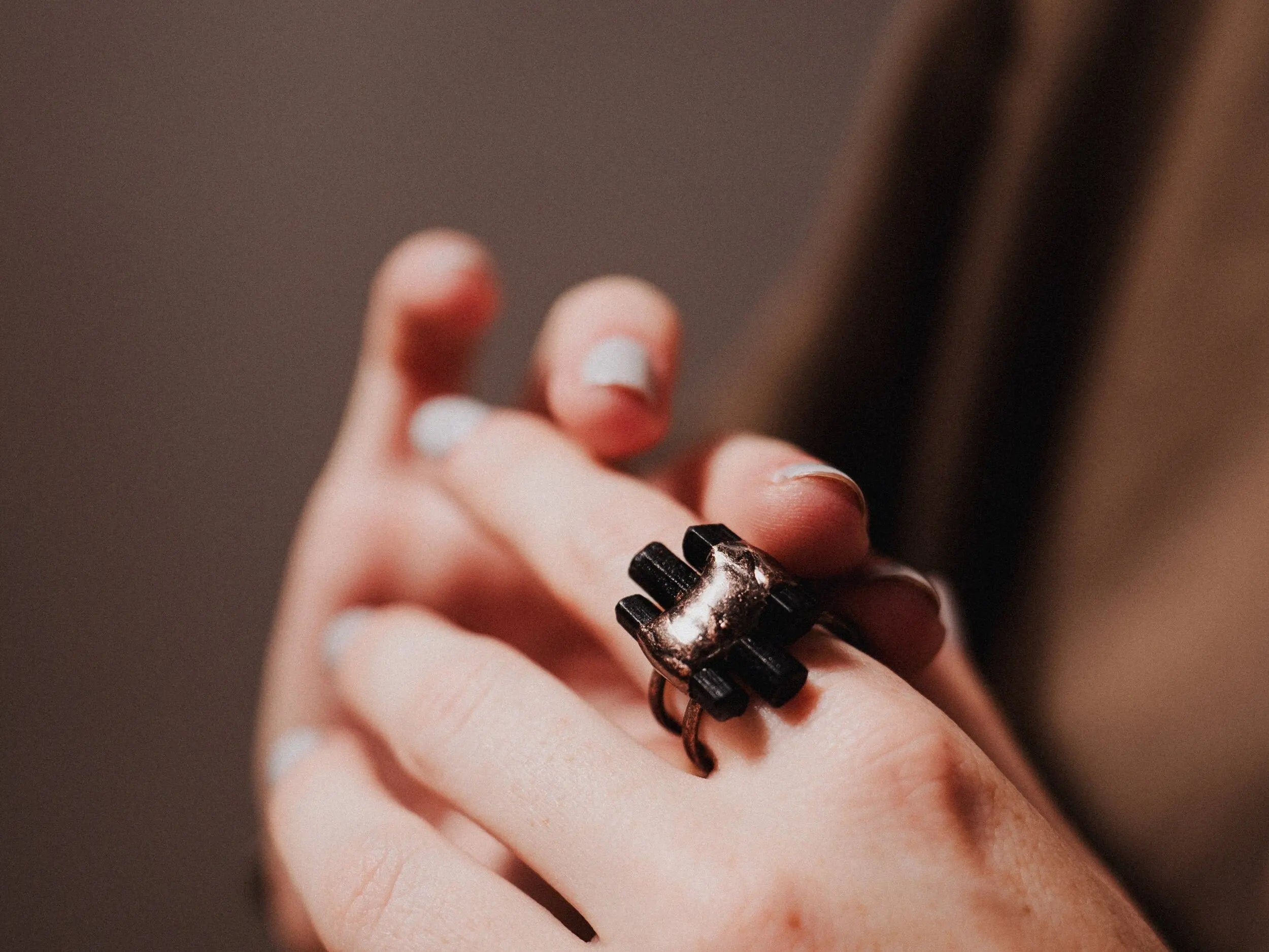 Protection Ring, Black Tourmaline, Adjustable Ring, Natural Stone Ring