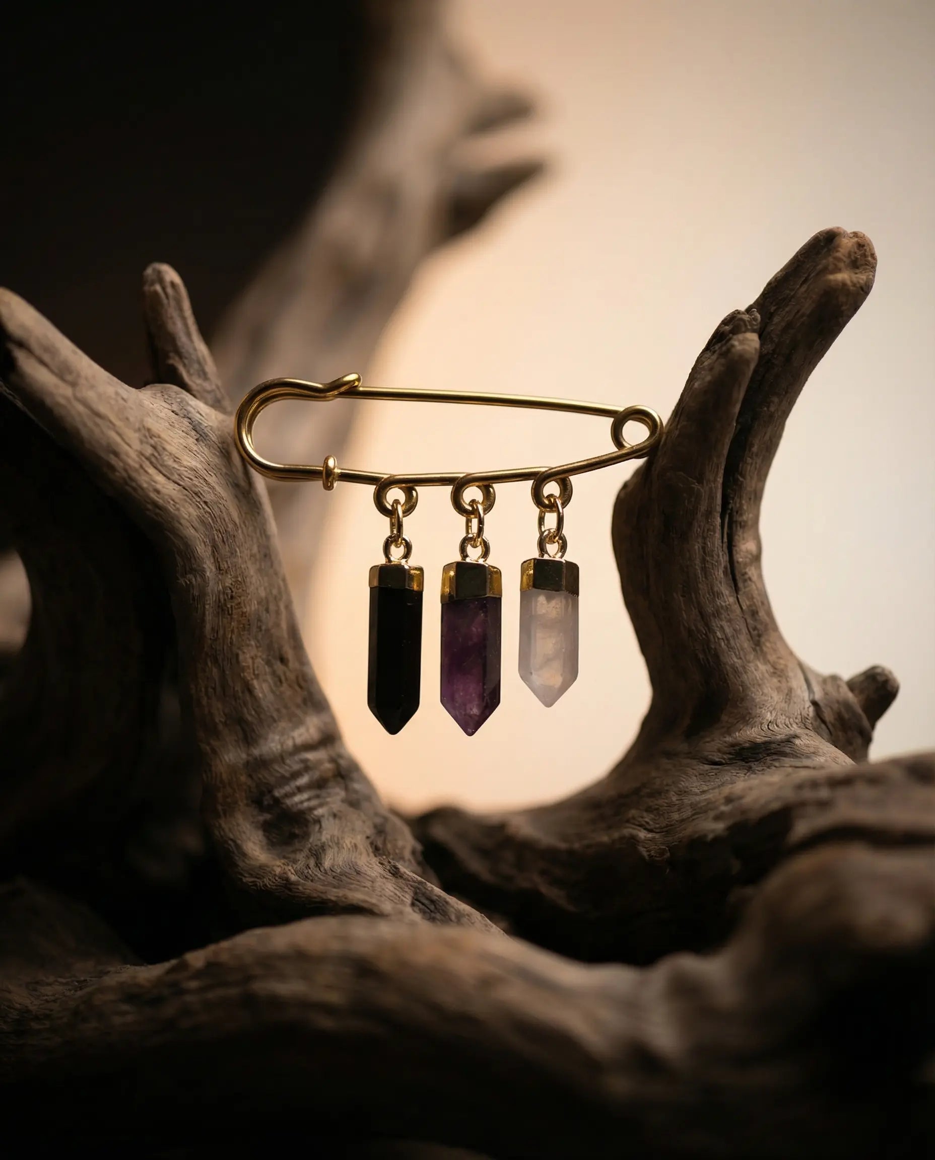 Protection and Balance Pin · Black Agate, Amethyst, and Quartz PHOEBE'S 