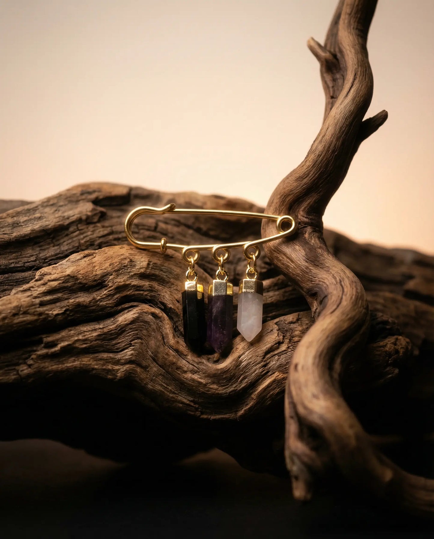 Protection and Balance Pin · Black Agate, Amethyst, and Quartz PHOEBE'S 