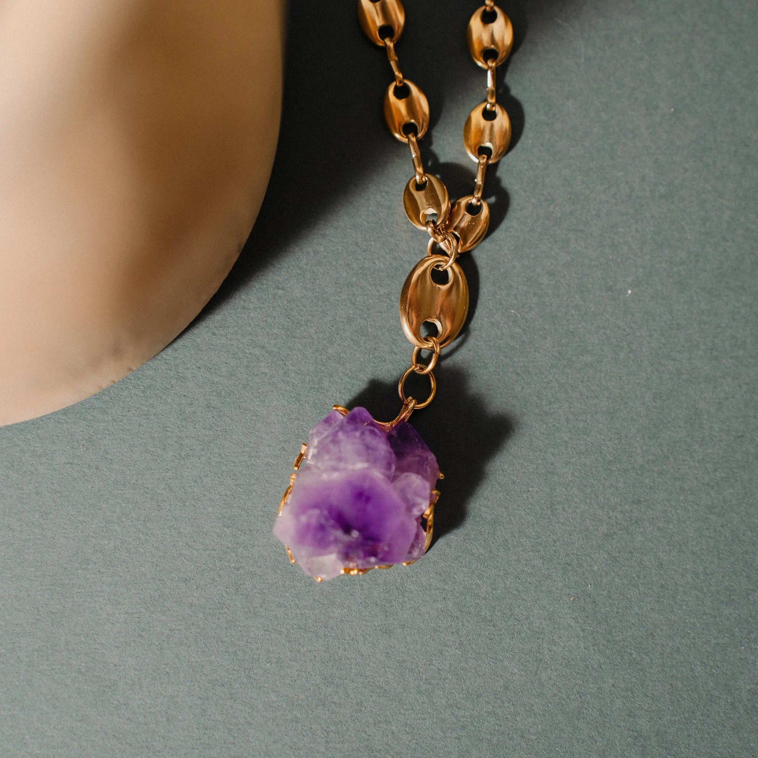 Raw Amethyst Necklace, Gold Necklace, Crystal Jewelry