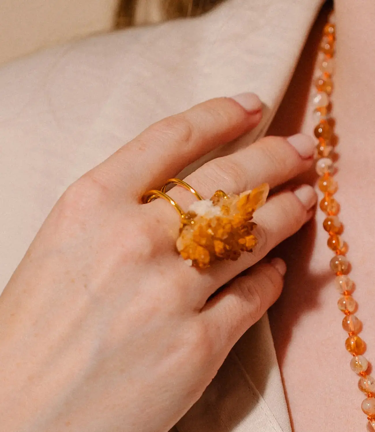 Raw Citrine Ring with Adjustable 18K Gold-Plated PHOEBE'S 