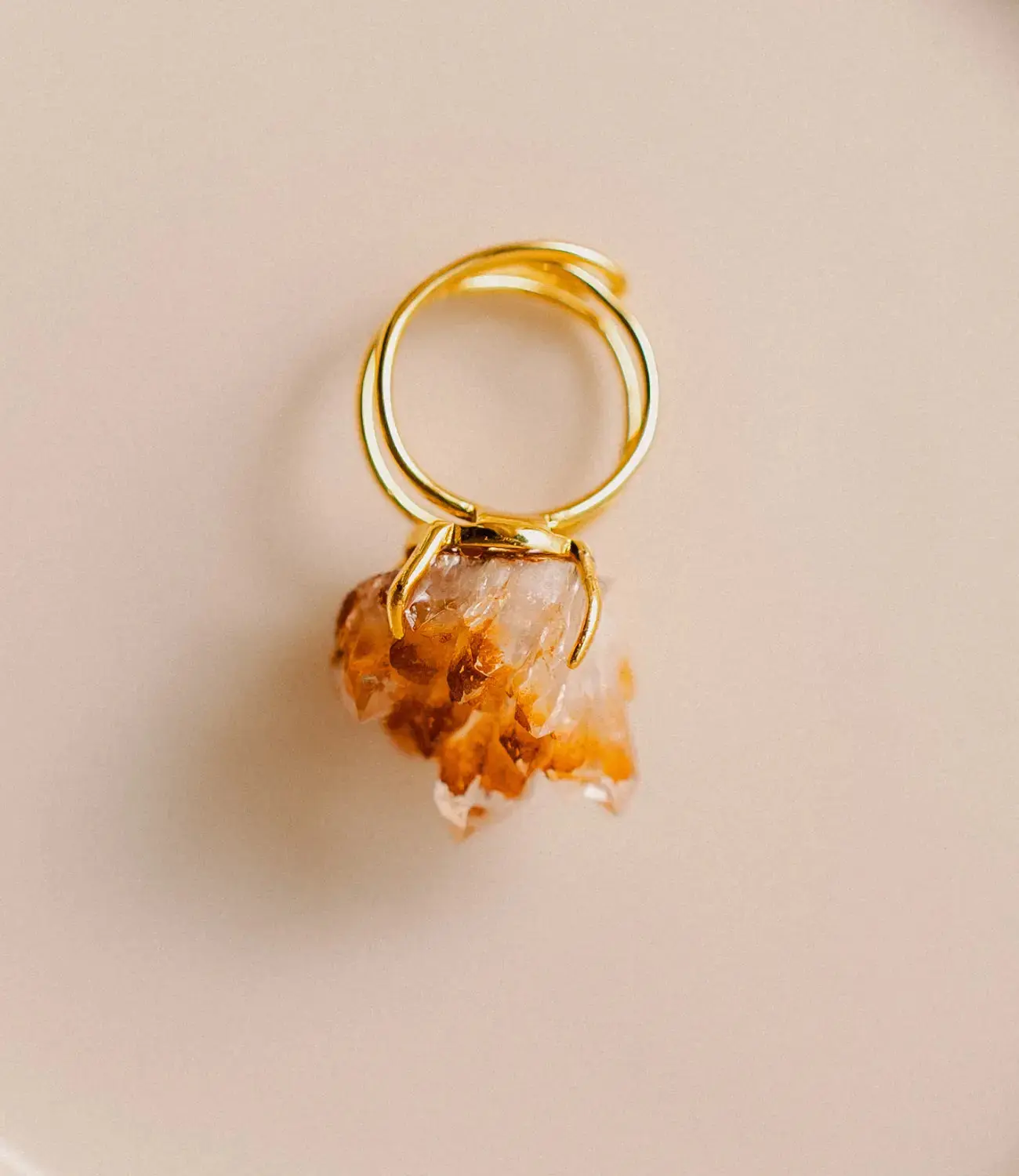 Raw Citrine Ring with Adjustable 18K Gold-Plated PHOEBE'S 