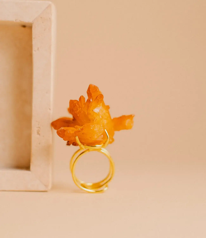 Raw Citrine Ring with Adjustable 18K Gold-Plated PHOEBE'S 