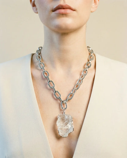 Raw Clear Quartz Necklace · Silver Plated Phoebe`s  